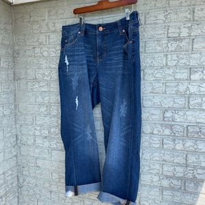 Jag Jeans cuffed capris, distressed look, 18W